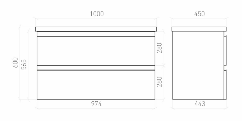 Тумба подвесная Electra 100 c умывальником  Creavit Ideal 100, дуб Рока