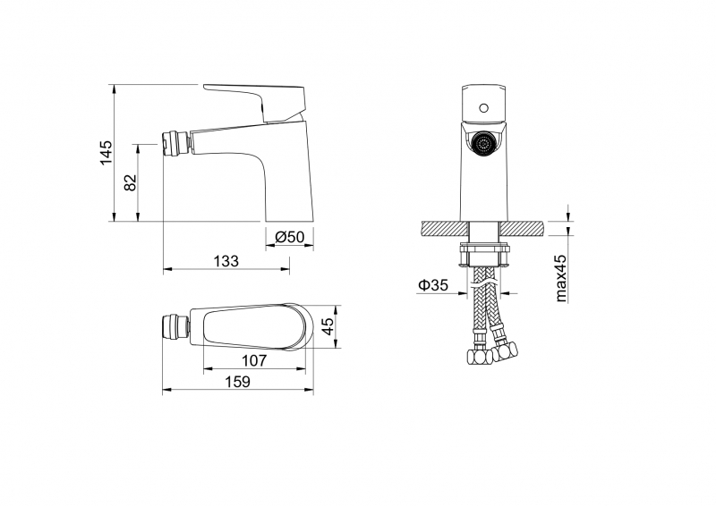 Смеситель для биде AQUATEK Бетта графит
