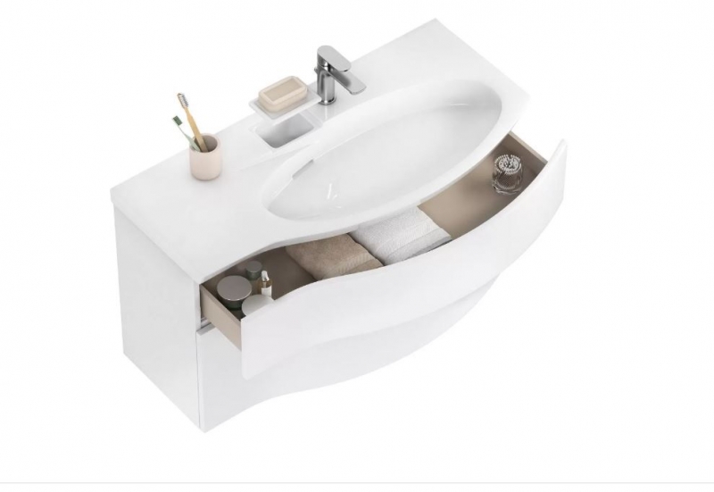 Тумба подвесная с умывальником Kerama Marazzi Riva 100*45 правая белая матовая 