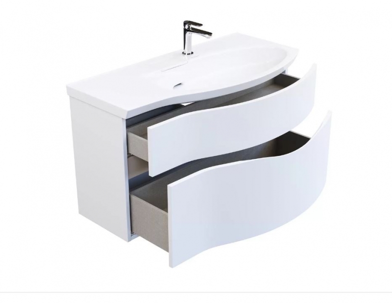 Тумба подвесная с умывальником Kerama Marazzi Riva 100*45 правая белая матовая 