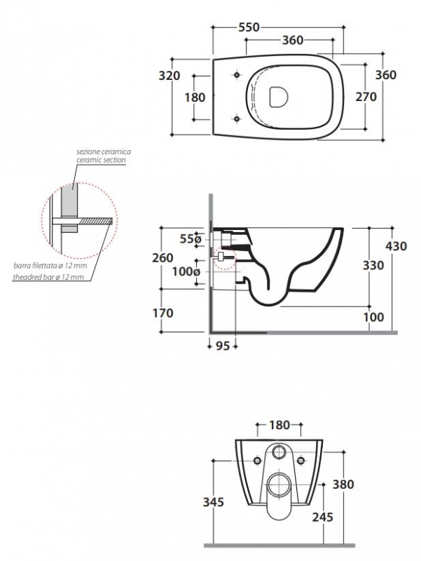 Унитаз подвесной Globo Genesisбез ободка с крышкой SoftClose в комплекте