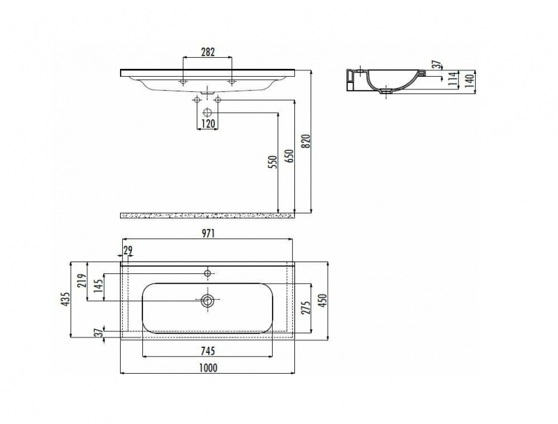 Тумба подвесная Electra 100 c умывальником  Creavit Ideal 100, дуб Рока