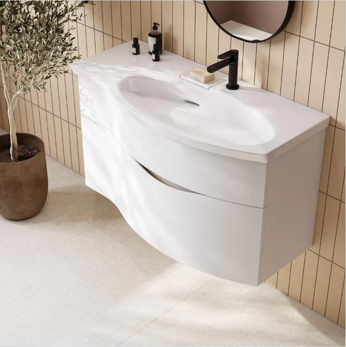 Тумба подвесная с умывальником Kerama Marazzi Riva 100*45 правая белая матовая 