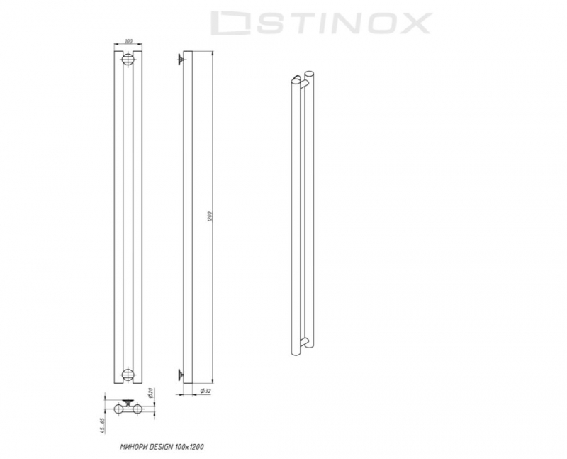 Дизайн-радиатор MINORI DESIGN 100x1200 оружейная сталь