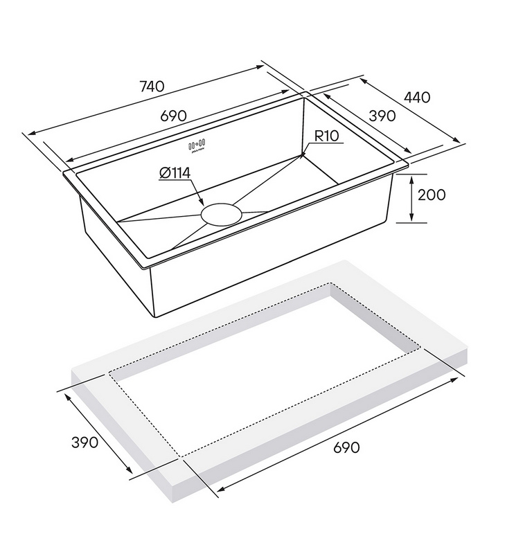 Кухонная мойка PAULMARK GERBERG 74 UNI вороненая сталь