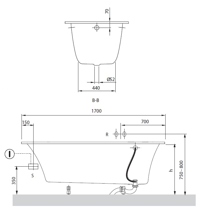 Квариловая ванна Villeroy&Boch My Art, 170x75 см С НОЖКАМИ