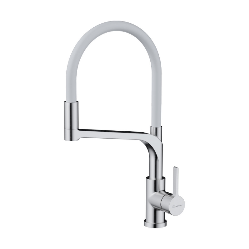 Смеситель для кухни Omoikiri Sinto 2 Plus-BN-WH нержавеющая сталь/белый шланг