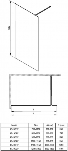 Душевой уголок Deante Prizma Walk-In  90x195 прозрачное стекло / профиль брашированное золото