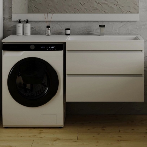 Тумба с раковиной Эстет Dallas Luxe подвесная 2 ящ. белая L, под стиральную машину
