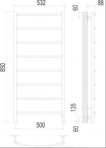 Классик П8 500х850 Электро (quick touch) матовое золото
