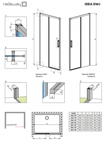 Душевая дверь Radaway IDEA BRUSHED NICKEL DWJ