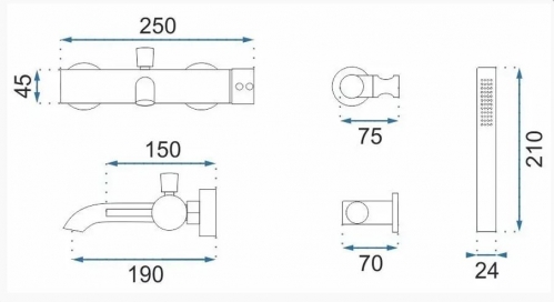 Смеситель для ванны Rea Lungo  матовая медь
