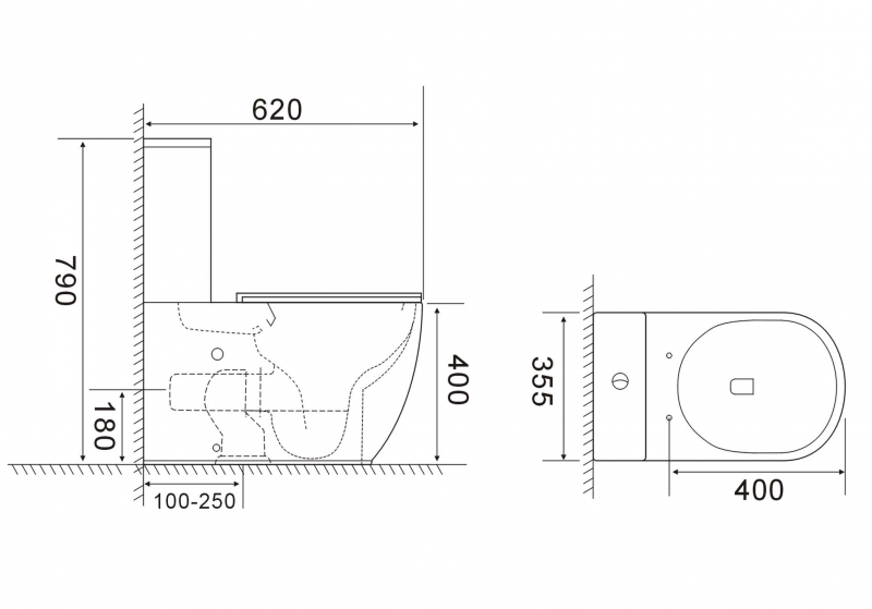 Унитаз напольный, безободковый, система смыва торнадо, Aquatek Optima Plus 620x355x790