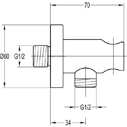 Угловое соединение Omnires с держателем душа