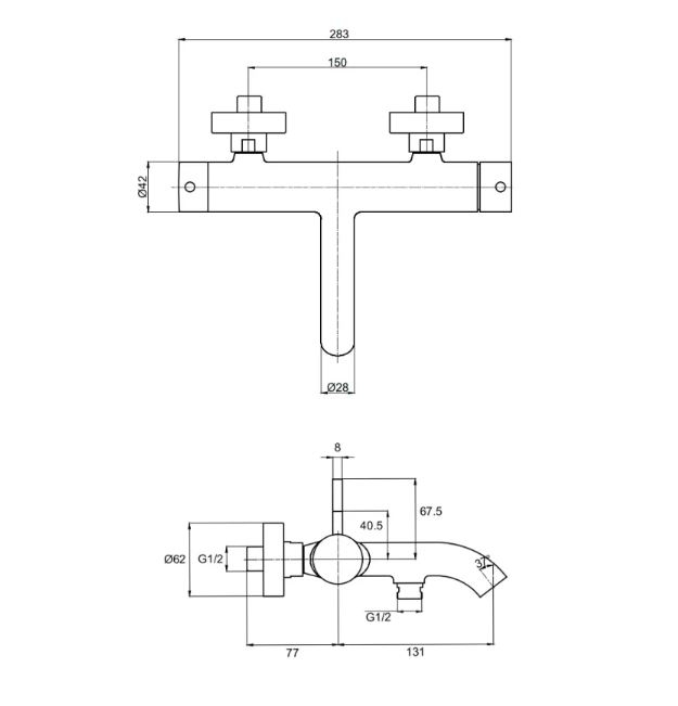 Смеситель для ванны AQUAme Siena, сатин