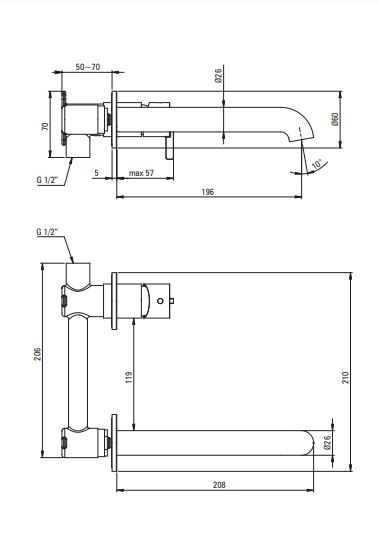 DEANTE SILIA Смеситель для раковины, скрытого монтажа, брашированная бронза