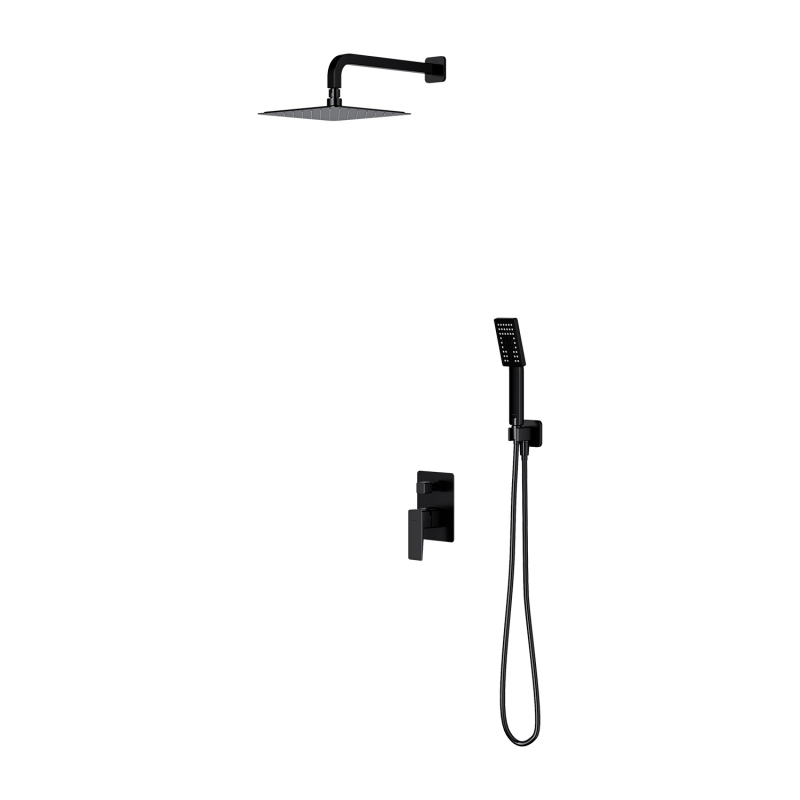 Душевая система Omnires Parma, лейка 25x25, цвет черный матовый