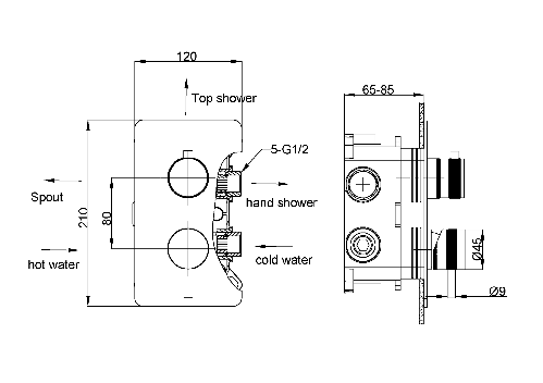 Душевая система скрытого монтажа с изливом Bohema Cell брашированная медь