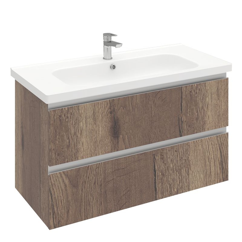 Тумба подвесная Electra 100 c умывальником  Creavit Ideal 100, дуб Рока