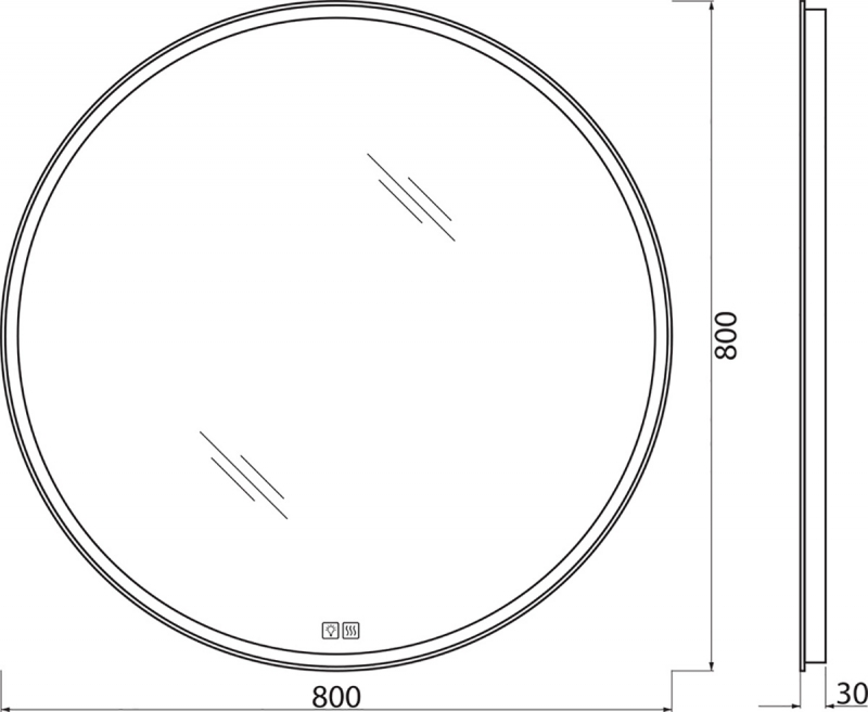 Зеркало BelBagno  80 x 80 см со встроенным светильником и сенсорным выключателем