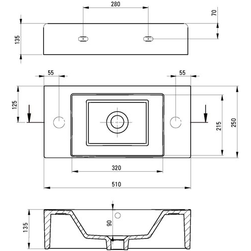 Deante Hiacynt New Умывальник накладной 510х250х135мм, левый