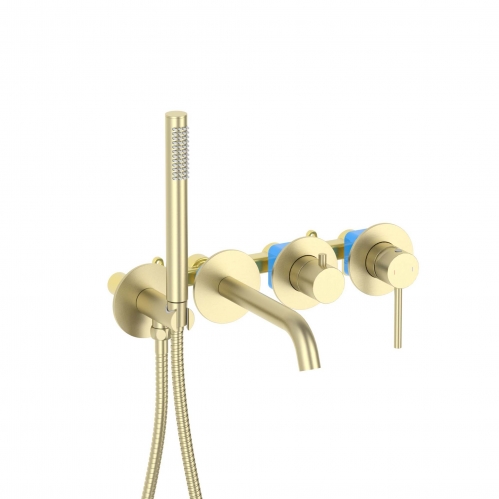 Смеситель для ванны скрытого монтажа Aquatek Европа шлифованное золото