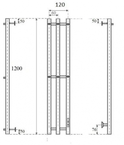 Полотенцесушитель водяной Маргроид Inaro 120×6×12 черный матовый (6 крючков) с комплектом подключения