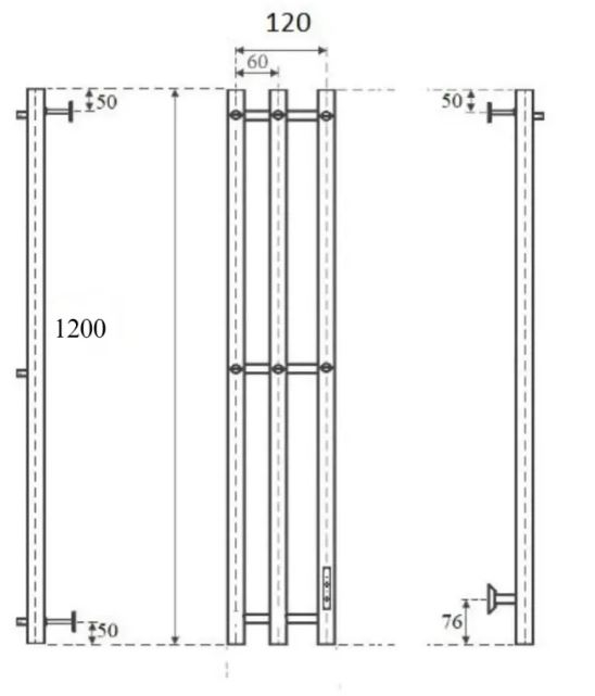 Полотенцесушитель водяной Маргроид Inaro 120×6×12 черный матовый (6 крючков) с комплектом подключения