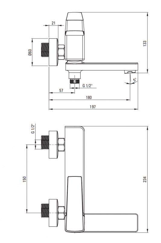 Deante Blur Смеситель для ванны со складным изливом, графит