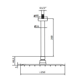 Верхний ДУШ GRBMIXERS с держателем из потолка