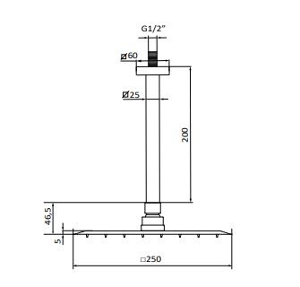 Верхний ДУШ GRBMIXERS с держателем из потолка