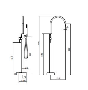 Смеситель GRBMIXERS для отдельностоящей ванны с внутренней частью