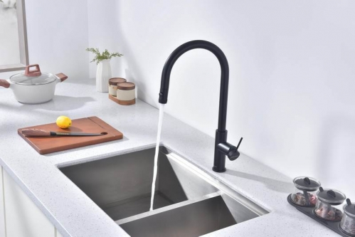 СМЕСИТЕЛЬ PAULMARK GALANT с выдвижным изливом(ЧЕРНЫЙ/АНТРАЦИТ)