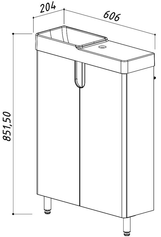 Тумба для умывальника Belux Даллас Н 60 напольная c умывальником