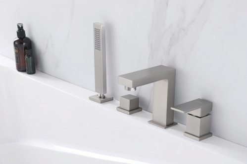 Смеситель ABBER Daheim  на борт ванны, нержавеющая сталь