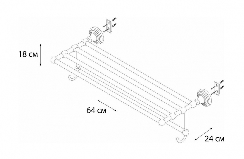 Полка для полотенец с крючками Fixsen Retro