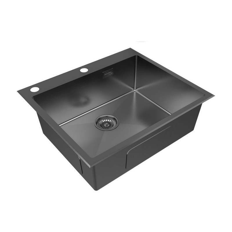 Кухонная мойка PAULMARK KRONER-EDGE 60  (черный/вороненая сталь)