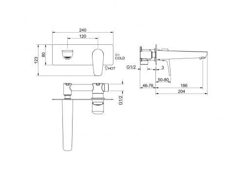 Смеситель для раковины скрытого монтажа AQUATEK Бетта
