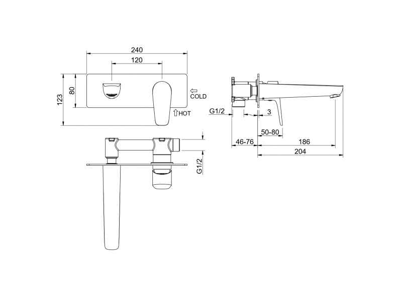 Смеситель для раковины скрытого монтажа AQUATEK Бетта
