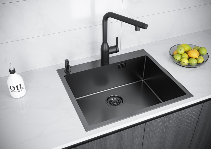 Кухонная мойка PAULMARK KRONER-EDGE 60  (черный/вороненая сталь)
