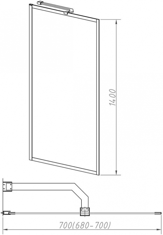 Шторка для ванны Vincea матовое золото 70 см