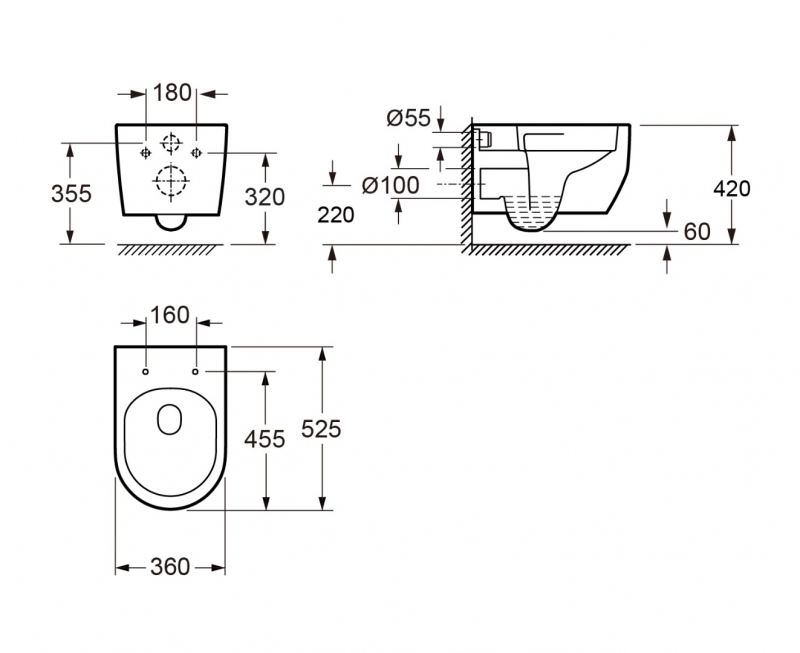 Подвесной унитаз Wellsee Croquis RimFree 53*36