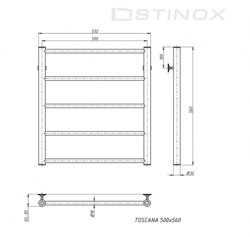 Полотенцесушитель электрический TOSCANA 500x600 оружейная сталь