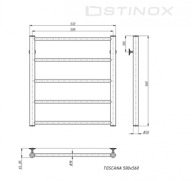 Полотенцесушитель электрический TOSCANA 500x600 оружейная сталь