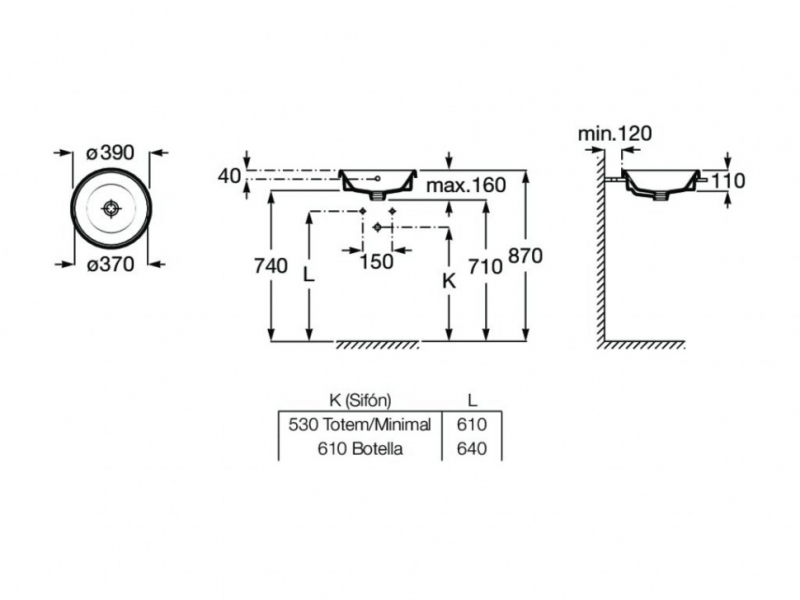 Умывальник Roca Gap Round 39x39 