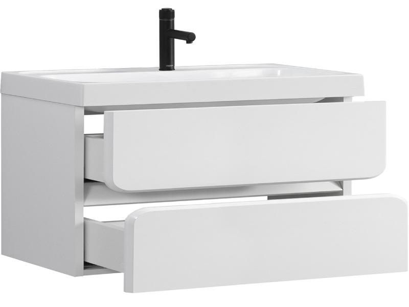 Тумба с умывальником Бостон белый глянцевый 