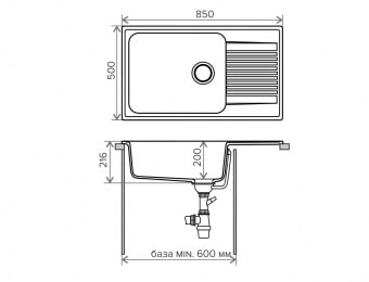 Мойка POLYGRAN F-19 черный 85х50