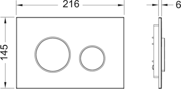 Пластиковая панель смыва унитаза TECEloop для системы двойного смыва, материал пластик, цвет панели хром матовый, цвет клавиш хром матовый