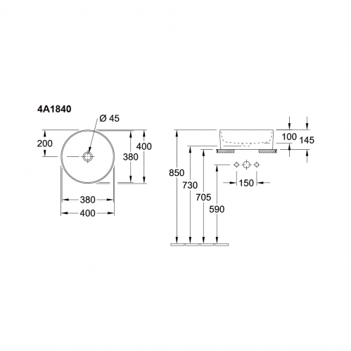 Раковина Villeroy&Boch COLLARO PLUS, 40x40 см