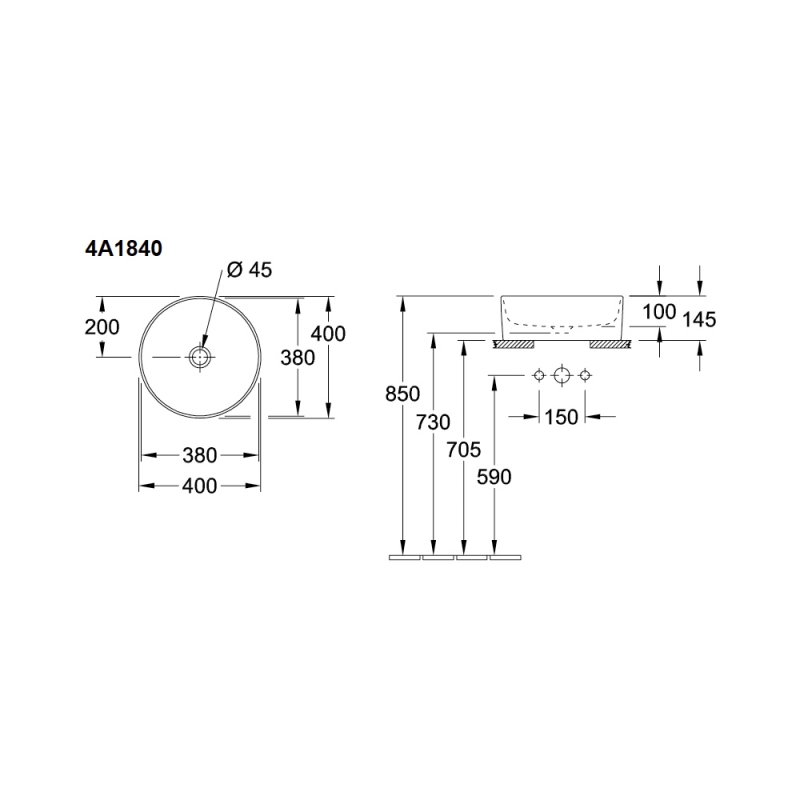Раковина Villeroy&Boch COLLARO PLUS, 40x40 см